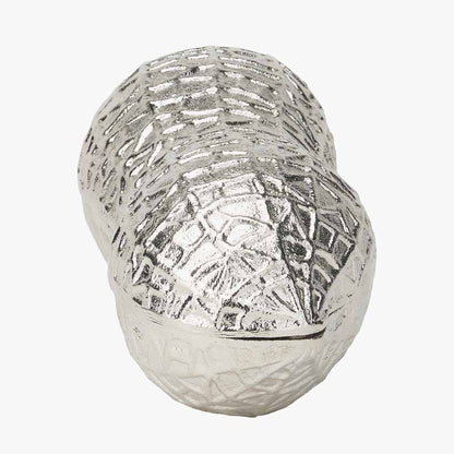 Silver Metal Peanut Lidded Trinket Bowl – Stylish Handcrafted Decorative Storage Dish