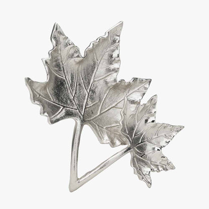 Silver Metal Dual Oak Leaf Bowl – Elegant Handcrafted Decorative Dish for Modern Homes