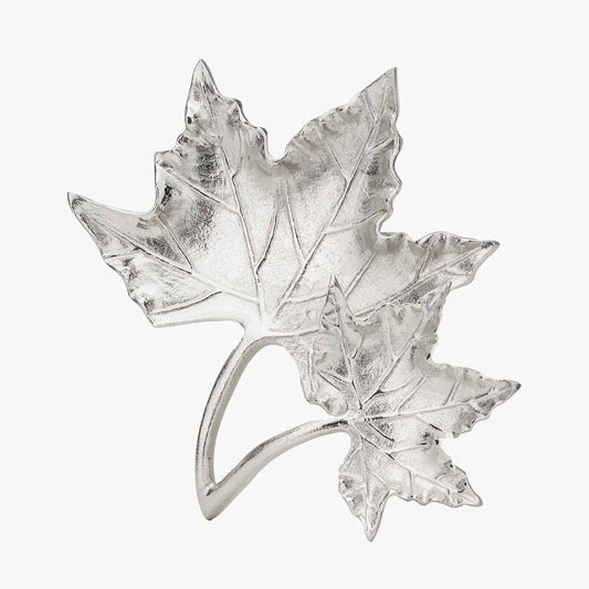 Silver Metal Dual Oak Leaf Bowl – Elegant Handcrafted Decorative Dish for Modern Homes