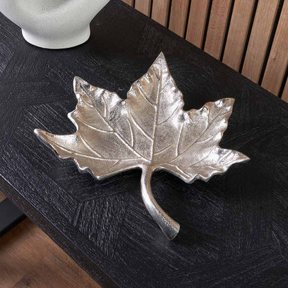 Silver Metal Oak Leaf Bowl – Elegant Handcrafted Decorative Dish for Modern Homes