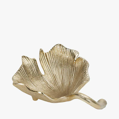 Gold Metal Ginkgo Leaf Trinket Bowl – Elegant Handcrafted Decorative Accent for Modern Homes
