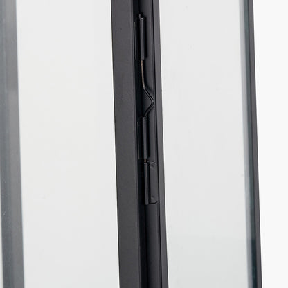 Black Stainless Steel and Glass Medium Rectangular Lantern