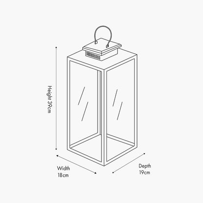 Silver Stainless Steel and Glass Medium Rectangular Lantern