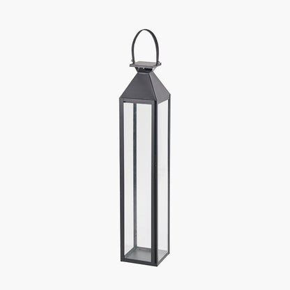 Black Stainless Steel and Glass Large Tall Lantern