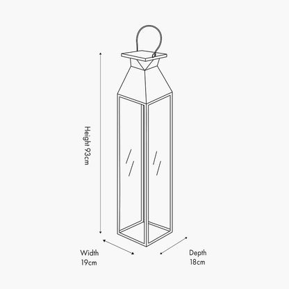 Black Stainless Steel and Glass Large Tall Lantern