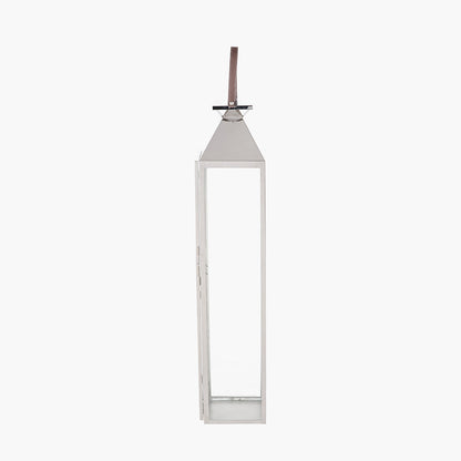 Silver Stainless Steel and Glass Large Tall Lantern