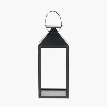 Black Stainless Steel and Glass Large Lantern – Decorative Candle Holder
