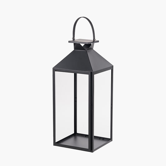 Black Stainless Steel and Glass Large Lantern – Decorative Candle Holder
