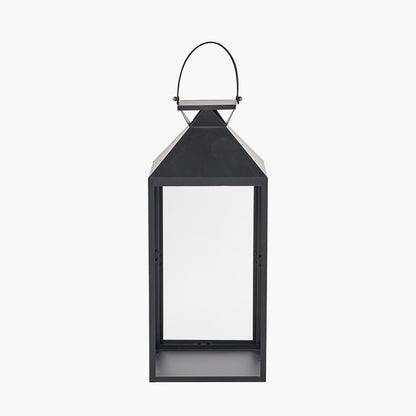 Black Stainless Steel and Glass Large Lantern – Decorative Candle Holder