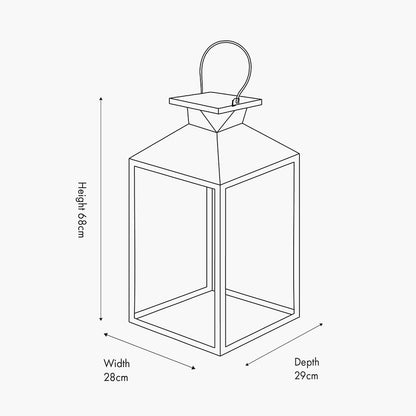 Black Stainless Steel and Glass Large Lantern – Decorative Candle Holder