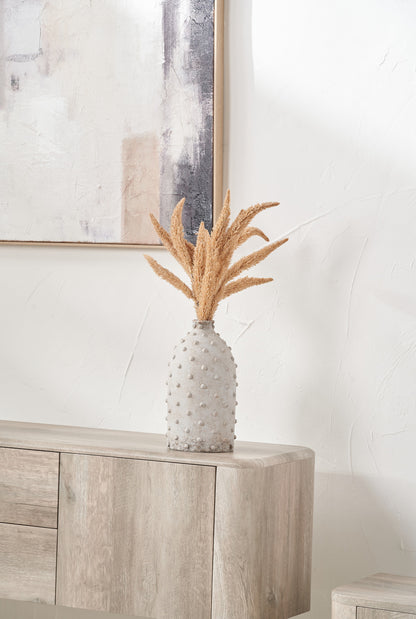 Kali Textured Dot Light Grey Stoneware Vase