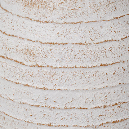 White Wash Fibrestone Decorative Ribbed Vase