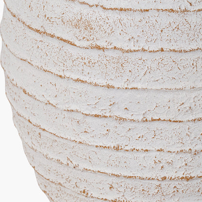White Wash Fibrestone Decorative Ribbed Vase