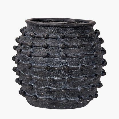 Black Bobble Fibrestone Decorative Planter Large – Textured Modern Vase for Stylish Interiors