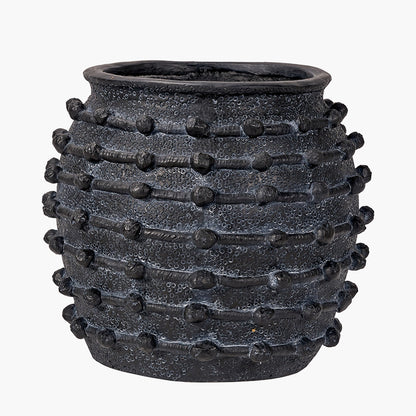 Black Bobble Fibrestone Decorative Planter Large – Textured Modern Vase for Stylish Interiors