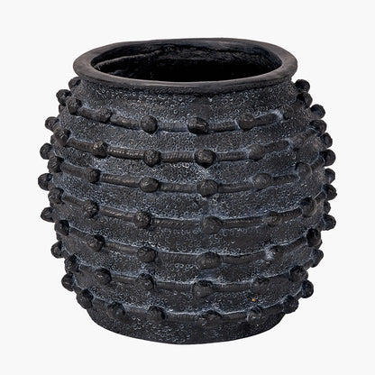 Black Bobble Fibrestone Decorative Planter Large – Textured Modern Vase for Stylish Interiors