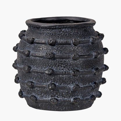 Black Bobble Fibrestone Decorative Planter Small – Textured Modern Vase for Stylish Interiors