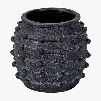 Black Bobble Fibrestone Decorative Planter Small – Textured Modern Vase for Stylish Interiors