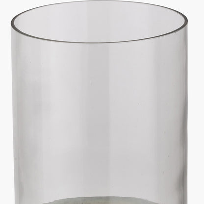 Stone Grey Metal and Clear Glass Hurricane Lantern