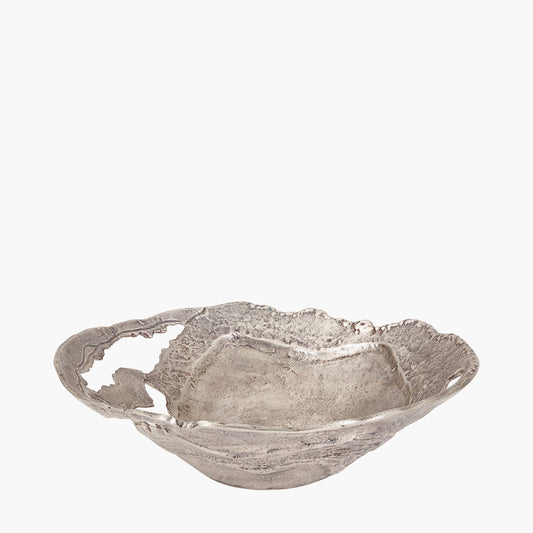 Antique Silver Cast Metal Decorative Bowl – Handcrafted Statement Centrepiece for Elegant UK Homes