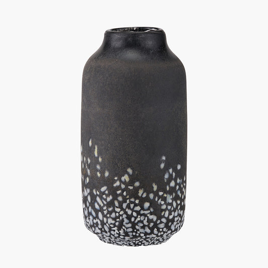 Etna Black and White Speckled Glass Vase