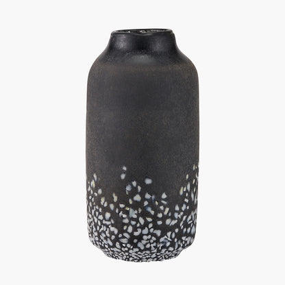 Etna Black and White Speckled Glass Vase