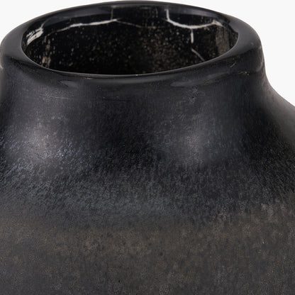 Etna Black and White Speckled Glass Vase