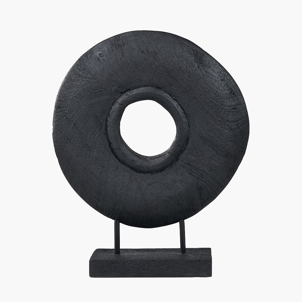 Black Handcarved Mango Wood Circular Ornament