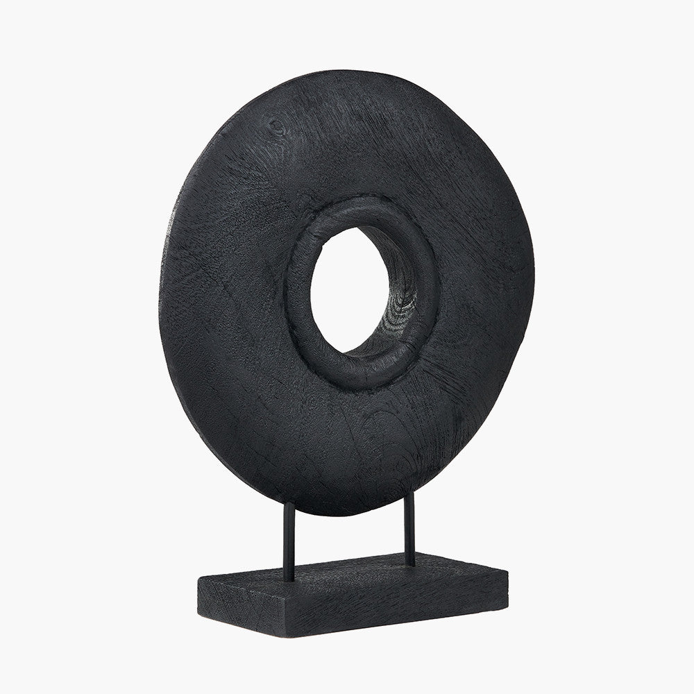Black Handcarved Mango Wood Circular Ornament