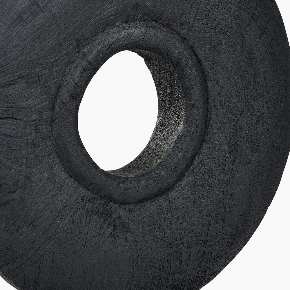 Black Handcarved Mango Wood Circular Ornament
