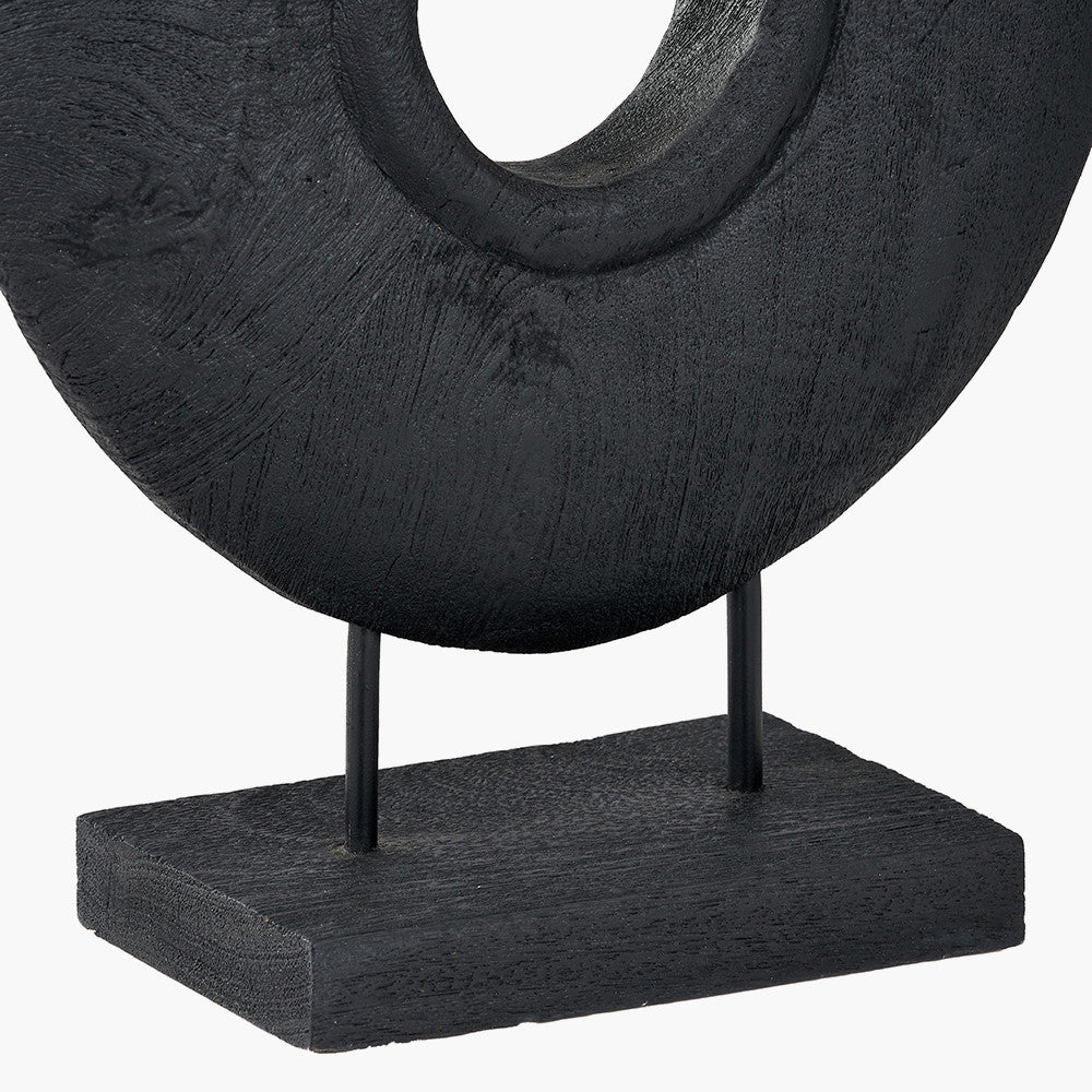 Black Handcarved Mango Wood Circular Ornament