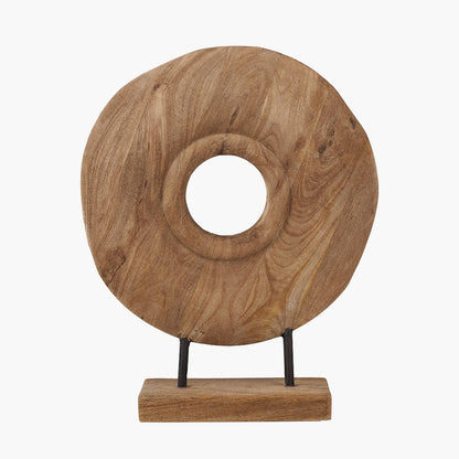 Natural Handcarved Mango Wood Circular Ornament