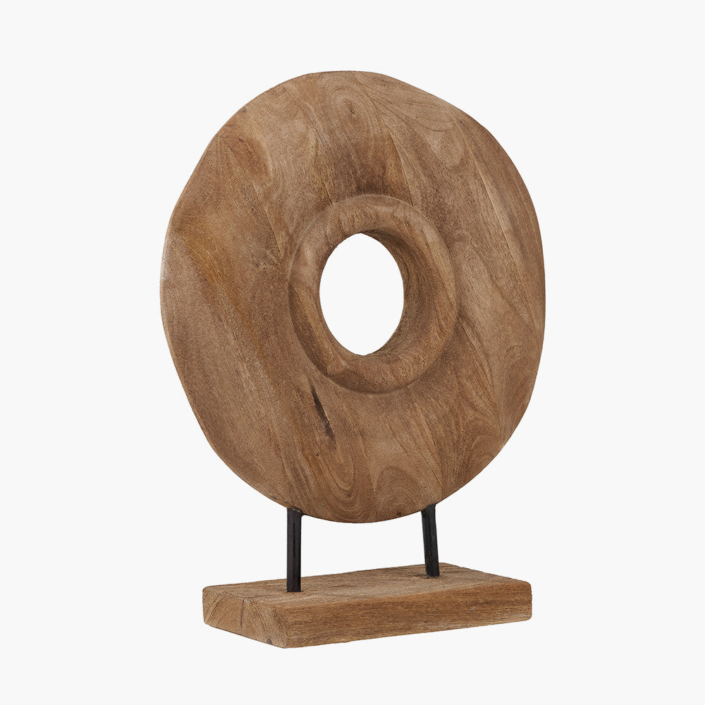 Natural Handcarved Mango Wood Circular Ornament