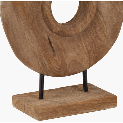 Natural Handcarved Mango Wood Circular Ornament