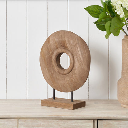 Natural Handcarved Mango Wood Circular Ornament