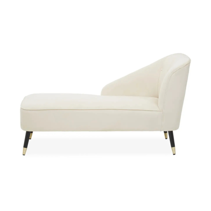 Cream Velvet Right Arm Chaise Lounge