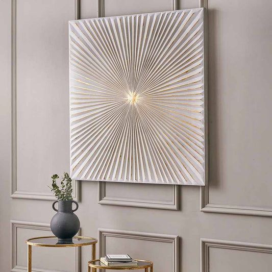 White & Gold Metal Sunburst Wall Art