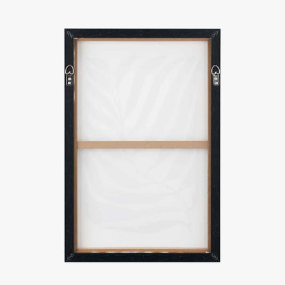 Set of 2 Monochrome Black Leaf Print Canvases with Black Frames