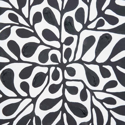 Set of 2 Black Leaf Print Square Canvases with Black Frames