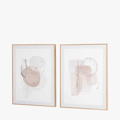 Set of 2 Natural Abstract Canvases with Natural Frame