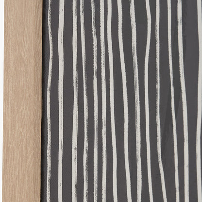 Black and Cream Abstract Canvas with Natural Frame