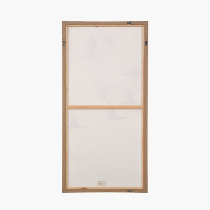 Set of 3 Natural and White Birds Canvases with Natural Frames