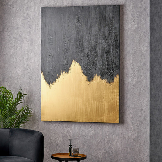 Black & Gold Two Tone Abstract Canvas