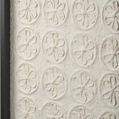 Set of 2 Circular Pattern Natural Paper Design Wall Art with Black Frames