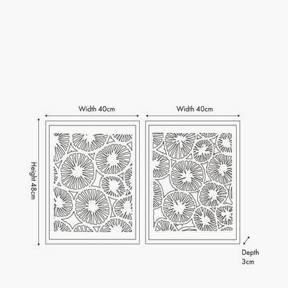 Set of 2 Cut Out Pattern Natural Paper Design Wall Art with Natural Frames