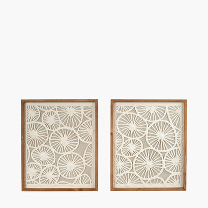 Set of 2 Cut Out Pattern Natural Paper Design Wall Art with Natural Frames