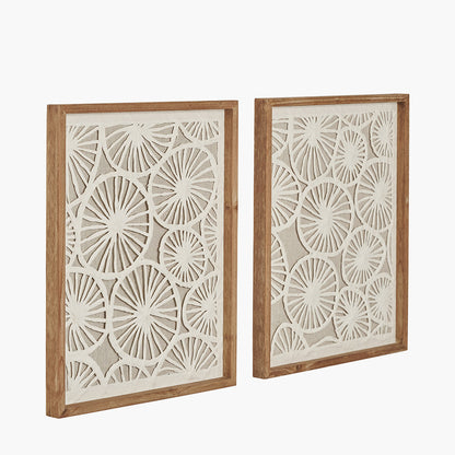 Set of 2 Cut Out Pattern Natural Paper Design Wall Art with Natural Frames