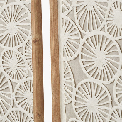 Set of 2 Cut Out Pattern Natural Paper Design Wall Art with Natural Frames