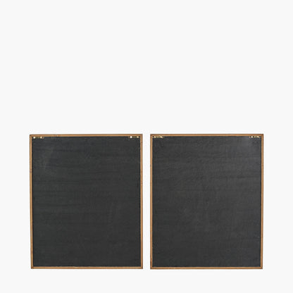 Set of 2 Black and Natural Wooden Textured Design Wall Art