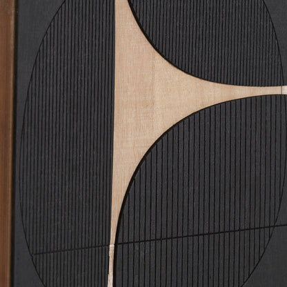Set of 2 Black and Natural Wooden Textured Design Wall Art